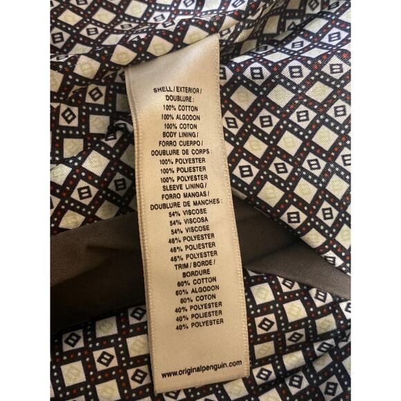 Original Penguin Men's Brown Collar Double Breasted Long Sleeve Coat Jacket Sz M - Picture 4 of 4